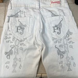 🐆White Funky Unique Embroidered Passiontex Jeans